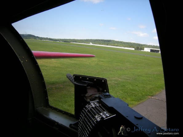 The view from one of the Aluminum Overcast's waist guns.
